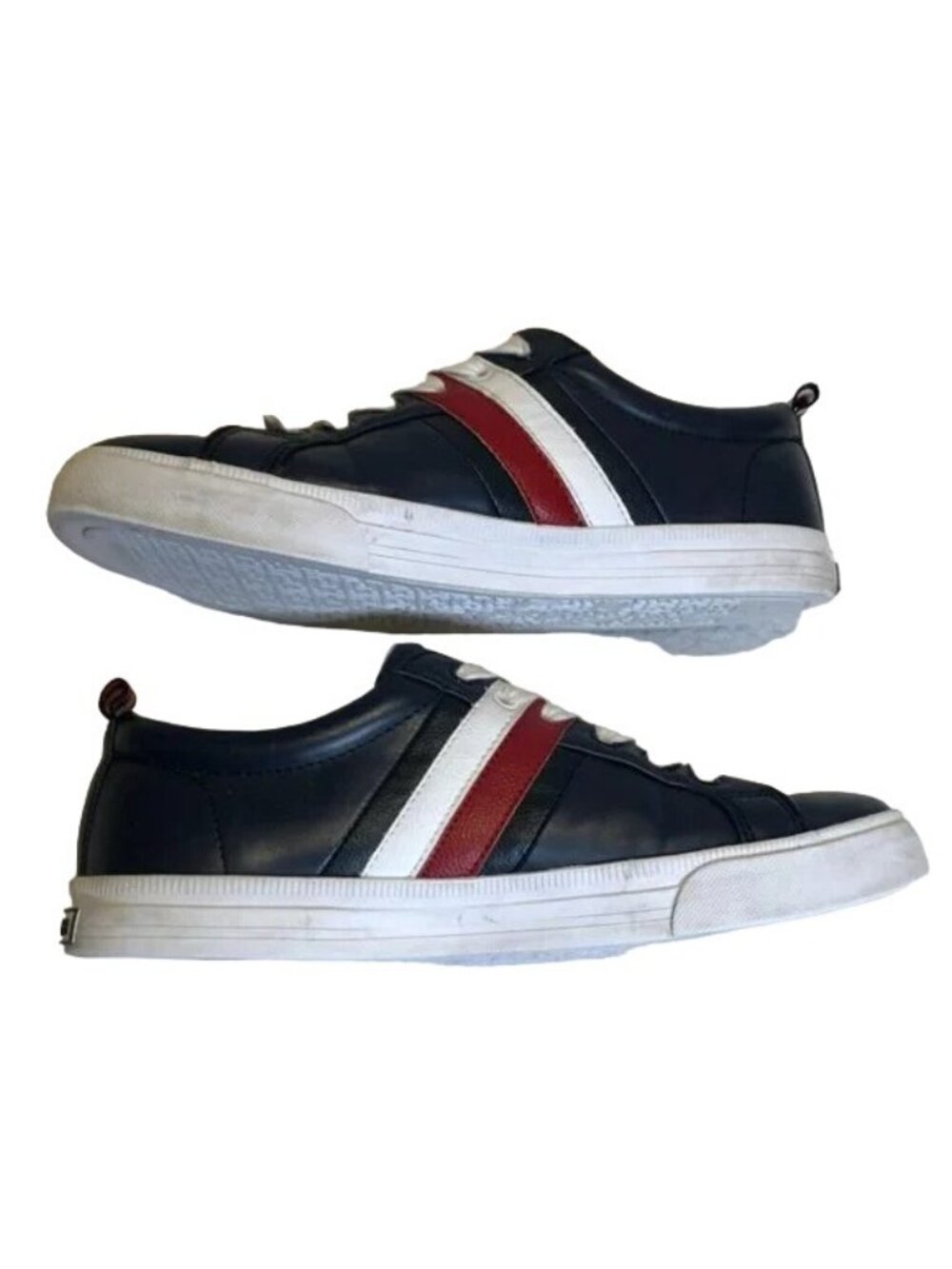 Y2k Tommy Hilfiger Sneakers 8.5 Blue w/ Red White Stripes Style Twlireal Lace Up - Picture 3 of 6